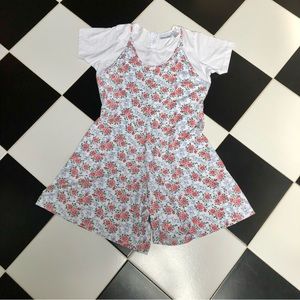 Vintage 80s 90s Willow Bay Floral Short Sleeve Romper Layered Look Overalls sz L